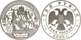 Russian Federation 3 Roubles 2002 СПМД
Y# 779; Schön# 751; N# 37214; Silver; Architectural Monuments of Russia - Iversky Monastery, Valday; St. Peter...