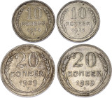 Russia - USSR Lot of 4 Silver Coins 1924 - 1929
Y#86-88; N# 14667-5346; Silver; XF-AUNC.