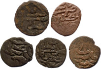 Golden Horde Sarai 5 x Pul "Flower rosette" 1351 (AH 753)
Pyr# 160, 161, 171-175, 188-189, 203, A# 2030.1, N# 41947 ; Copper; Obv: Mint of Saray - al...
