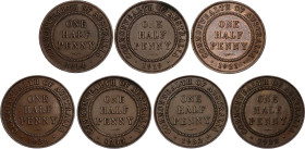 Australia 7 x 1/2 Penny 1914 - 1936
KM# 22, N# 1564; George V; VF/XF+.