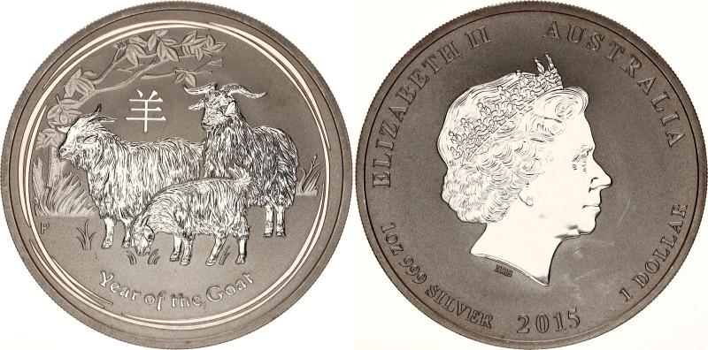 Australia 1 Dollar 2015
N# 66615; Silver; Lunar Series II; Year of the Goat; UN...