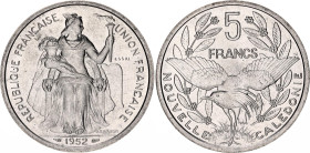 New Caledonia 5 Francs 1952 Essai
KM# E10, N# 116108; Aluminium; Mintage 1200 pcs; UNC.