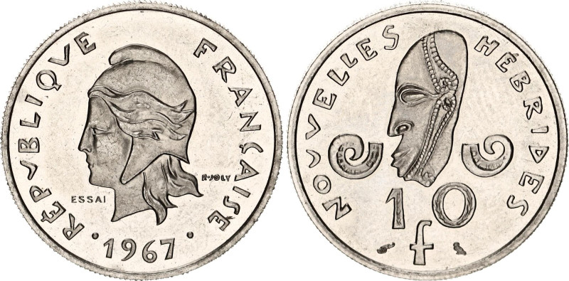 New Hebrides 10 Francs 1967 Essai
KM# E2, N# 152855; Nickel., Proof; Mintage 17...