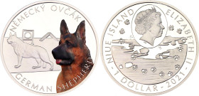 Niue 1 Dollar 2021
N# 272533; Silver., Proof; Dog Breeds - German Shepherd; Mintage 1000 pcs; With original box & certificate.