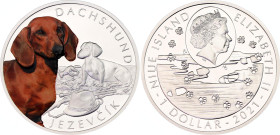 Niue 1 Dollar 2021
N# 280124; Silver., Proof; Dog Breeds - Dachshund; Mintage 1000 pcs; With original box & certificate.