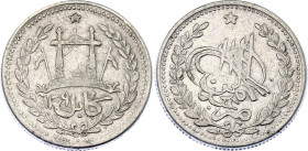 Afghanistan 1 Rupee 1892 AH 1309
KM# 806; N# 35234; Silver 9.05 g.; Abdur Rahman; Kabul Mint; VF.