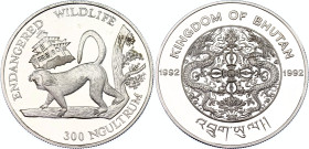 Bhutan 300 Ngultrum 1992
KM# 75; Silver., Proof; Golden Langur Monkey.