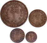Ceylon 1/4 - 1/2 - 1 - 5 Cents 1870
KM# 90 - 93; Victoria; VF/XF.