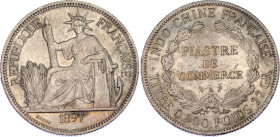 French Indochina 1 Piastre 1897 A
KM# 5a.1; Lec# 279; N# 11287; Silver; 3rd Republic; Paris Mint; AUNC.