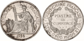 French Indochina 1 Piastre 1924 A
KM# 5a.1; Lec# 300; N# 11287; Silver; 3rd Republic; Paris Mint; AUNC.