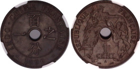 French Indochina 1 Centime 1896 A NGC UNC
KM# 8, N# 4508; Bronze; NGC UNC Det. obv. spot removed.
