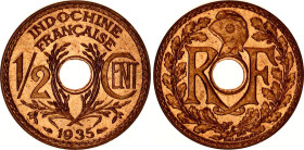 French Indochina 1/2 Cent 1935
KM# 20, N# 6663; UNC with full mint luster.