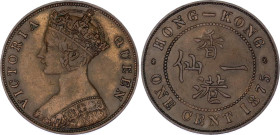 Hong Kong 1 Cent 1875
KM# 4.1, N# 5657; Copper; Victoria; AUNC.