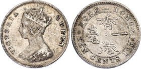 Hong Kong 10 Cents 1866
KM# 6.2, N# 7325; Silver; Victoria; VF+.