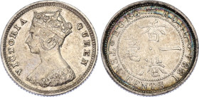 Hong Kong 10 Cents 1884
KM# 6.3, N# 7325; Silver; Victoria; XF.