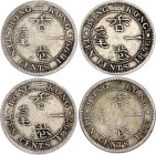 Hong Kong 5 x 10 Cents 1885 - 1899
KM# 6.3, N# 7325; Silver; Victoria; F/F+.