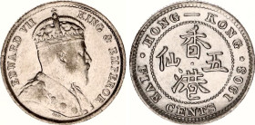 Hong Kong 5 Cents 1903
KM# 12; N# 18653; Silver; Edward VII; London Mint; XF-AUNC.
