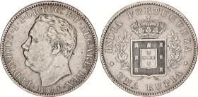 India Portuguese 1 Rupia 1881
KM# 312; Gomes# L1 14.01; N# 18675; Silver; Luíz I; Calcutta Mint; XF/XF+.