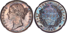 British India 1 Rupee 1840 B&C NGC UNC
KM# 458, N# 24095; Silver; Victoria; NGC AU Det. artificial toning.