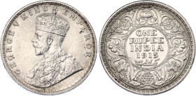British India 1 Rupee 1915
KM# 524; N# 4851; Silver; George V; Calcutta Mint; UNC.