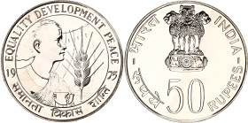 India 50 Rupees 1975
KM# 256, N# 24569; Silver; FAO - Women's Year; With Certificate; AUNC.