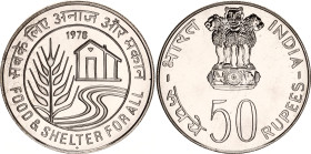 India 50 Rupees 1978
KM# 259, N# 38184; Silver; FAO - Food & Shelter for all; With Certificate; AUNC.