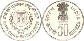 India 50 Rupees 1979
KM# 260, N# 39099; Silver; International Year of the Child; UNC.