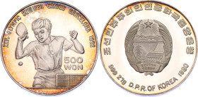 Korea 500 Won 1990
KM# 40, N# 86774; Silver., Proof; Table tennis, Olympics; With hairlines.