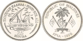 Maldives 25 Rufiyaa 1978 AH 1398
KM# 58, N# 43305; Silver; FAO - Food for all; With Certificate; AUNC.