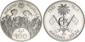 Maldives 100 Rufiyaa 1981 AH 1401
KM# 64, N# 64266; Silver; FAO - World Food Day; With Certificate; AUNC.