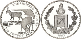 Mongolia 250 Tugrik 1993
KM# 110; Schön# 90; N# 114628; Silver; Saiga Antelope; Mintage 10'000; Proof.