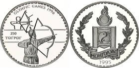 Mongolia 250 Tugrik 1995
KM# 112; N# 68947; Silver; 1996 Olympics - Archery; Mintage 40'000; Proof.
