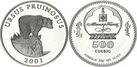 Mongolia 500 Tugrik 2001
KM# 238; N# 115634; Silver; Gobi Desert Brown Bear; Proof.