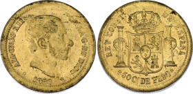 Philippines 50 Centimos de Peso 1880 Pattern
KM# Pn17, N# 192803; Brass; Alfonso XII; AUNC.