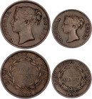 Straits Settlements 1/4 - 1/2 Cent 1845
KM# 1,2; Victoria; VF/XF.