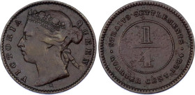 Straits Settlements 1/4 Cent 1884
KM# 7a, N# 15526; Victoria; XF, env. damage.