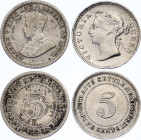 Straits Settlements 2 x 5 Cents 1899
KM# 10, 36; Silver; VF/XF-.