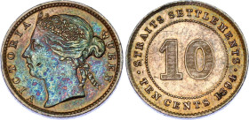 Straits Settlements 10 Cents 1894
KM# 11, N# 11570; Silver; Victoria; AUNC with amazing toning.