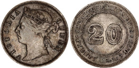 Straits Settlements 20 Cents 1899
KM# 12, N# 12776; Silver; Victoria; XF.