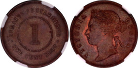 Straits Settlements 1 Cent 1887 NGC AU
KM# 16, N# 10203; Bronze; Victoria; NGC AU Det. cleaned.