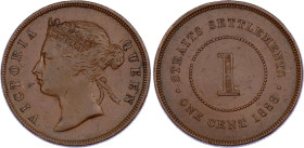 Straits Settlements 1 Cent 1888
KM# 16, N# 10203; Victoria; XF.