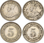 Straits Settlements 2 x 5 Cents 1935
KM# 36; N# 12773; Silver; George V; London Mint; AUNC.