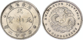 China Kwangtung 10 Cents 1890 - 1908 (ND)
Y# 200, N# 7386; Silver 2.63 g.; Guangxu; XF.