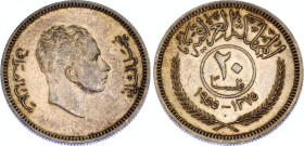 Iraq 20 Fils 1955 AH 1375
KM# 116, N# 12680; Silver; Faisal II; UNC with nice toning.