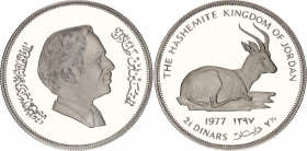 Jordan 2-1/2 Dinars 1977 AH 1397
KM# 31, N# 43290; Silver., Proof; Hussein; Conservation; Mintage 5011 pcs.