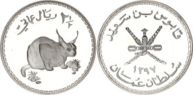 Oman 2-1/2 Rials 1977 AH 1397
KM# 60, N# 35634; Silver., Proof; Caracal; Mintage 4407 pcs.