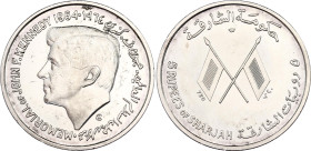 United Arab Emirates Sharjah 5 Rupees 1964
X# 1, N# 14099; Without "PROOF"; Silver., Prooflike; First Memorial of US President John F. Kennedy; AUNC/...