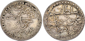 Algeria 1/4 Budju 1822 AH 1237
KM# 67, N# 35356; Silver; Mahmud II; XF-.