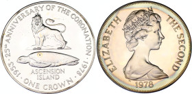 Ascension Island 1 Crown 1978
KM# 1a; N# 26620; Silver; Elizabeth II (1952-date); 25th anniversary of the Coronation of Elizabeth II; Proof.