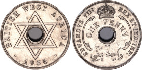 British West Africa 1 Penny 1936 KN NGC MS 64+
KM# 16, N# 9102; Copper-nickel; Edward VIII.